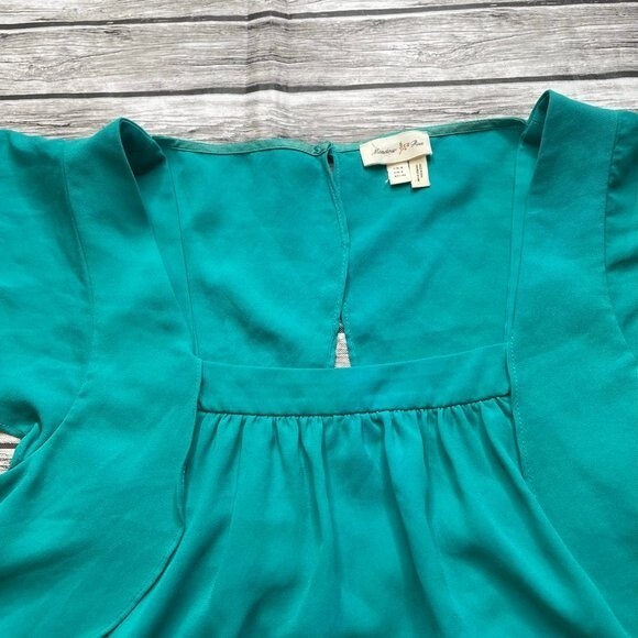Anthro Anthropologie Meadow Rue Fly Away Blouse US 4 EU 36 Teal Button Closure - Picture 5 of 13
